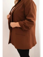 Dámská elegantní plus size sako čokoládová