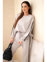 Dámský viskózový komplet v máslovém provedení s lampasy fango