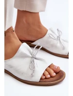 Kožené dámské žabky Zazoo 2659/005 stříbrné