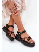 Dámské sandály na platformě s leopardím vzorem hnědé Gevinniser