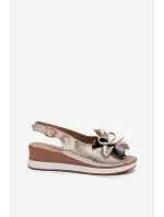 Kožené sandály na platformě s ozdobou S.Barski GR61-5988 Zlaté