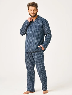 Pyžamo Key MNS 912 B26, dlouhé rukávy, velikost 3XL–4XL, rozepínací