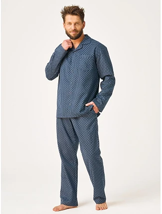 Pyžamo Key MNS 912 B26, dlouhé rukávy, velikost 3XL–4XL, rozepínací
