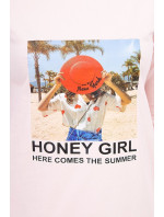 Šaty s potiskem Honey girl pudrově růžové