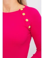 Šaty s ozdobnými knoflíky fuchsiové barvy Šaty s ozdobnými knoflíky fuchsiové barvy