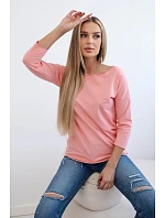 Dámská blůza s lodičkovým výstřihem meruňková Dámská blůza s lodičkovým výstřihem meruňková