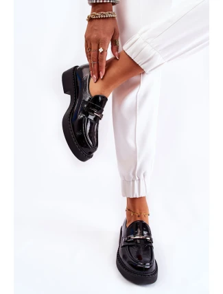 Lakované Boty Se Stříbrným Ornamentem Černý Hestill