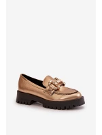 Dámské kožené mokasíny s ozdobou CheBello 4369 béžové
