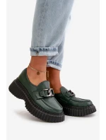 Zazoo 20176 Polobotky Mokasíny Dámské Z Přírodní Kůže Tmavě Zelené