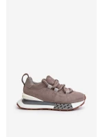 Semišové dámské sneakersy na platformě s tlustým šněrováním Artiker 54C1463 šedé