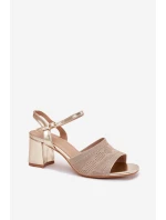 Dámské Sandály Na Sloupkovém Podpatku Zlaté Sarena