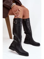 Dámské kozačky na nízkém podpatku se zdobným detailem Arvessa – černé Dámské kozačky na nízkém podpatku se zdobným detailem Arvessa – černé