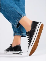 Trendy  tenisky černé dámské bez podpatku
