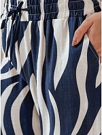 Dámské pruhované kalhoty se širokými nohavicemi ZEBRAVIBE námořnická modř a béžová FashionStreet UY2654 Dámské pruhované kalhoty se širokými nohavicemi ZEBRAVIBE námořnická modř a béžová FashionStreet UY2654