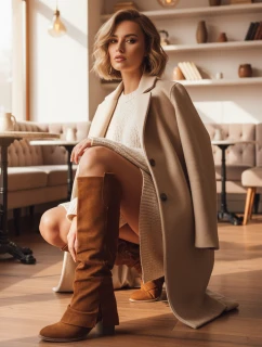 Dámské semišové velbloudí boty FashionStreet ZY1309