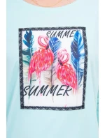 Halenka s 3D grafikou plameňáka v mátové barvě