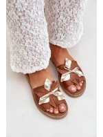 Pantofle S Dekorací Přírodní Kůže Zazoo 3574/Z Camel