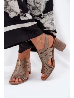 Dámské Sandály S Prořezávaným Designem Na Podpatku Zlaté Tosine