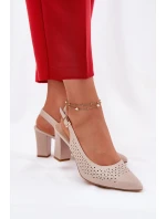 Děrované Sandály S Špičatými Nosy Na Podpatku Béžové Sergio Leone SK163 Děrované Sandály S Špičatými Nosy Na Podpatku Béžové Sergio Leone SK163