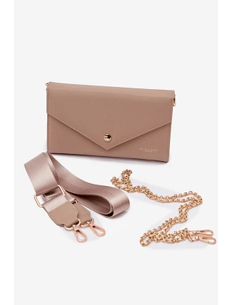 Kabelka Clutch Peněženka 2v1 S Odnímatelným Páskem Béžová Pauline