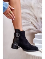 Elegantní kotníkové boty na podpatku zateplené černé Elegantní kotníkové boty na podpatku zateplené černé