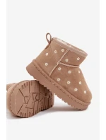 Dětské sněhule zdobené květinami Gracina – béžové