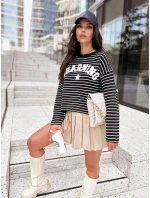 AURORA dámský pruhovaný svetr černý FashionStreet MY2074