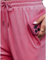 Dámské velurové růžové tepláky FashionStreet UY2839 Dámské velurové růžové tepláky FashionStreet UY2839