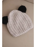 Dámská zimní čepice vlněná s bambulí K433 béžová