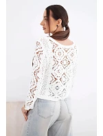 Dámský letní krajkový svetr s knoflíky a dlouhým rukávem černý