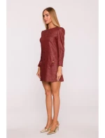 M870 Tweed mini šaty - bordó