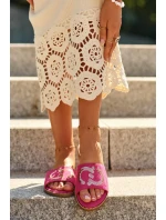 Dámské ploché pantofle s flitry S.Barski Fuchsia Dámské ploché pantofle s flitry S.Barski Fuchsia