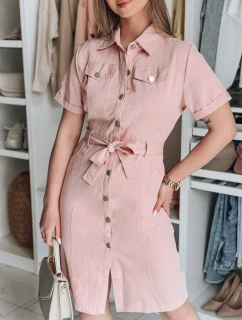 LOVE ME MIDI midi košilové šaty růžové FashionStreet EY2593