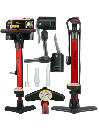 DUNLOP BIKE PUMP 230 PSI (16Bar) S MANOMETREM ČERVENÝ