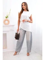 Elegantní dámská halenka s volánky a asymetrickým střihem ecru