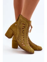 Semišové Provázkové Botky Maciejka 05508-24 Olivově Zelené