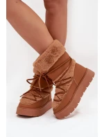 Dámské Sněhule S Kožíškem A Šněrováním Na Platformě Camel Marinna