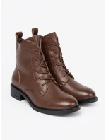 Klasické hnědé dámské  kotníčkové boty płaski