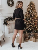 Jedna velikost šatů GLAMUP s páskem černá FashionStreet EY2553