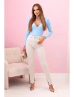 Dámská halenka s dlouhým rukávem a hlubokým výstřihem modrý