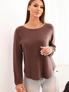 Dámský svetr z viskózy s dlouhým rukávem a kulatým výstřihem mocca