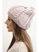 Dámská zimní čepice z vlny s copánkovým vzorem K452 fialová