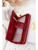 Lakovaný dámský peněženka se zlatým detailem červený Evlinne