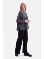 B306 Pletená mikina uvolněného střihu - ocelová