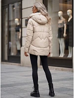 Dámská prošívaná zateplená bunda s kapucí, světle béžová, FashionStreet TY5937