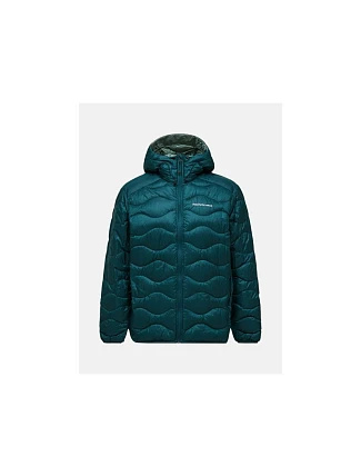 Pánská péřová bunda PEAK PERFORMANCE M Helium Down Hood Jacket, zelená barva Pánská péřová bunda PEAK PERFORMANCE M Helium Down Hood Jacket, zelená barva