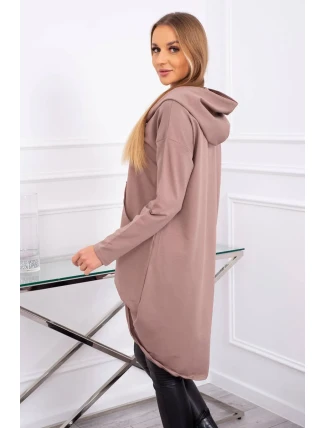 Mikina s dlouhými zády a kapucí mocca Mikina s dlouhými zády a kapucí mocca