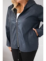 Dámská bunda Plus Size s kapucí a nastavitelným spodkem modrá