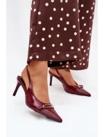 Lakovane Lodičky Na Jehlovém Podpatku Se Zlatou Sponou Bordové Vivae