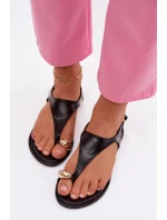 Dámské sandály na nízkém podpatku se zlatým detailem Černé Talorina